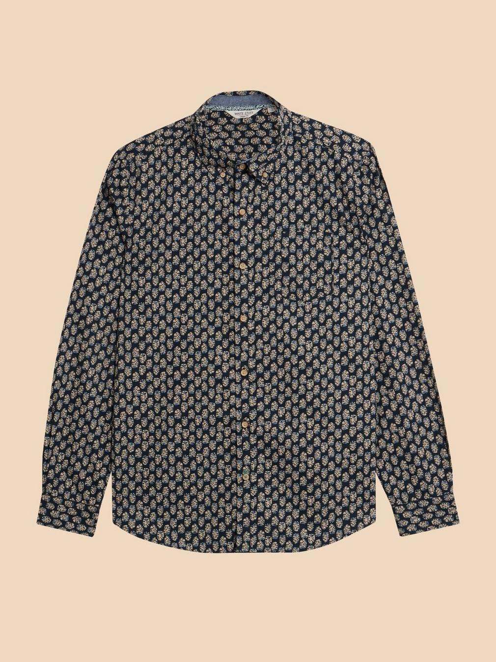 Geo Floral Printed Shirt in NAVY PR - FLAT FRONT