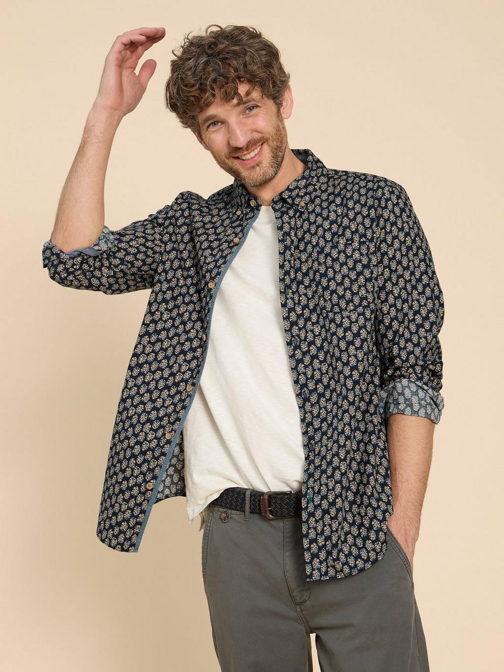 Geo Floral Printed Shirt in NAVY PR - LIFESTYLE