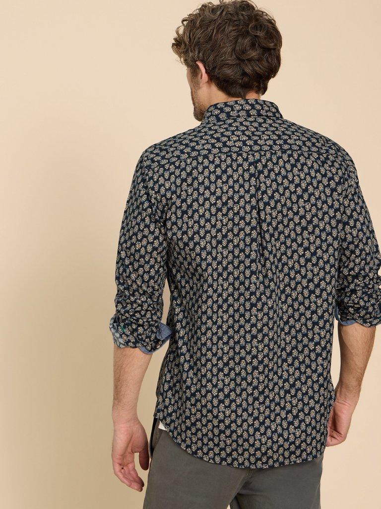 Geo Floral Printed Shirt in NAVY PR - MODEL BACK