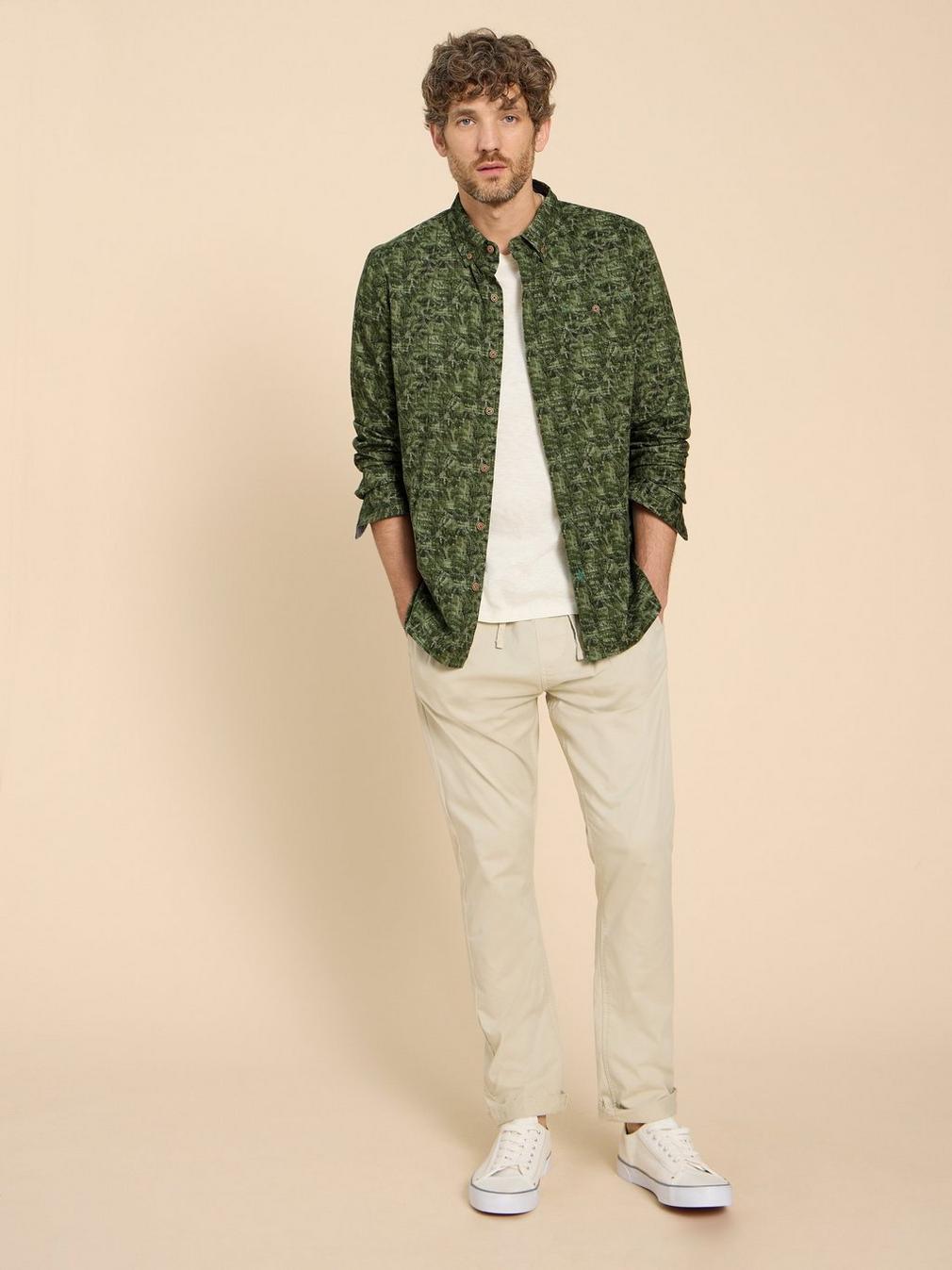 Seaweed Printed Shirt in GREEN PR - MODEL FRONT