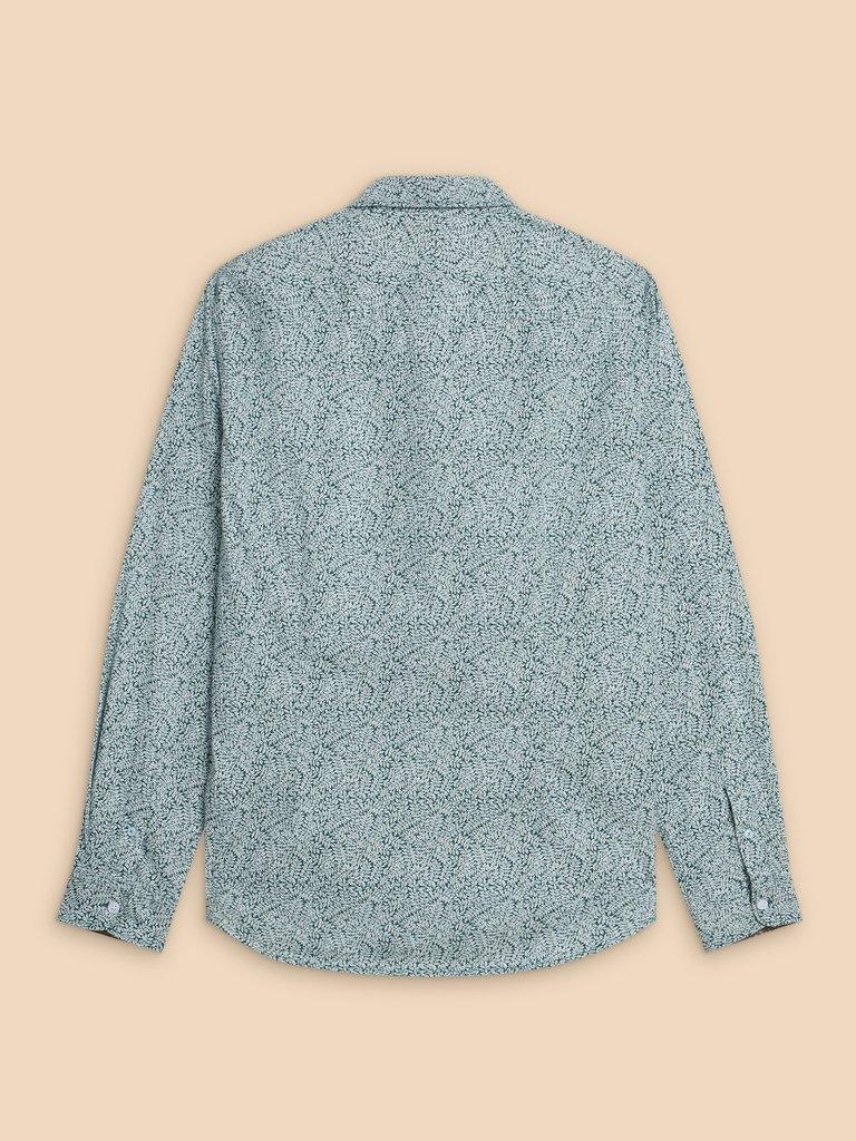 Basil Leaf Printed Shirt in TEAL PR - FLAT BACK