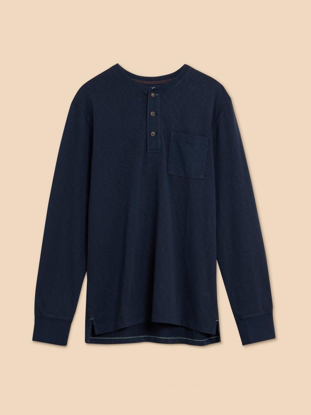 Newton LS Henley in DARK NAVY - FLAT FRONT