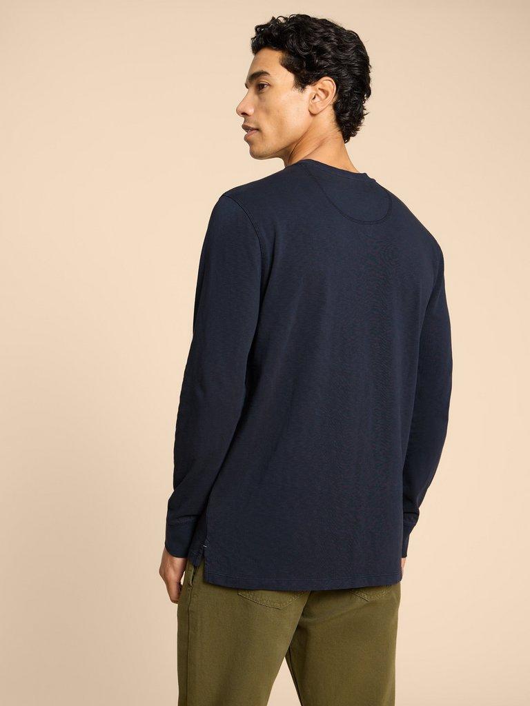 Newton LS Henley in DARK NAVY - MODEL BACK