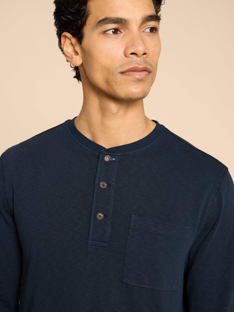 Newton LS Henley in DARK NAVY - MODEL FRONT