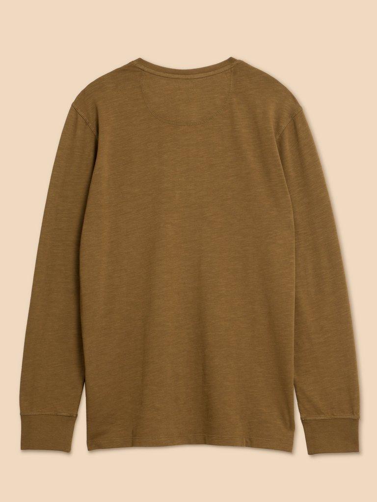 Newton LS Henley in KHAKI GRN - FLAT BACK