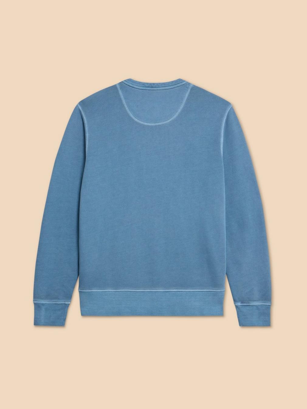 Crew Neck Sweat in MID BLUE - FLAT BACK