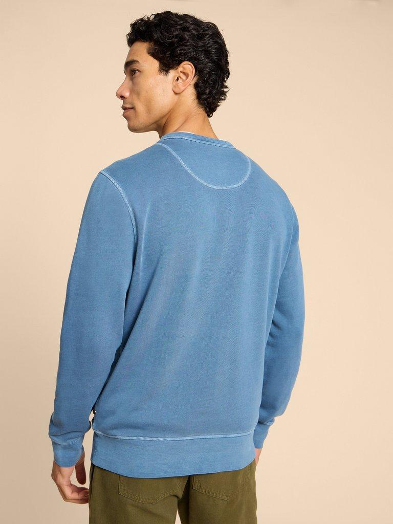 Crew Neck Sweat in MID BLUE - MODEL BACK