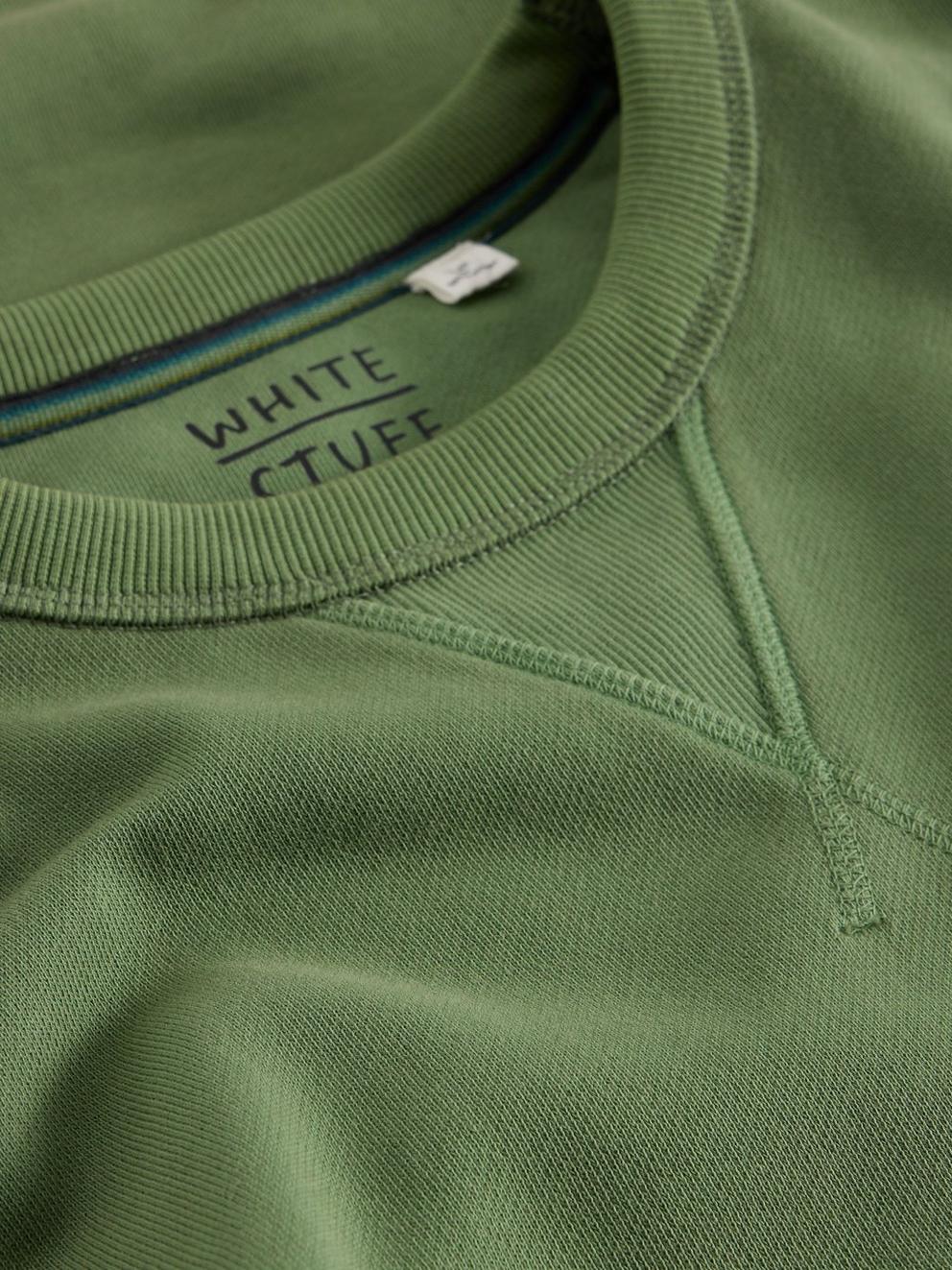 Crew Neck Sweat in MID GREEN - FLAT DETAIL