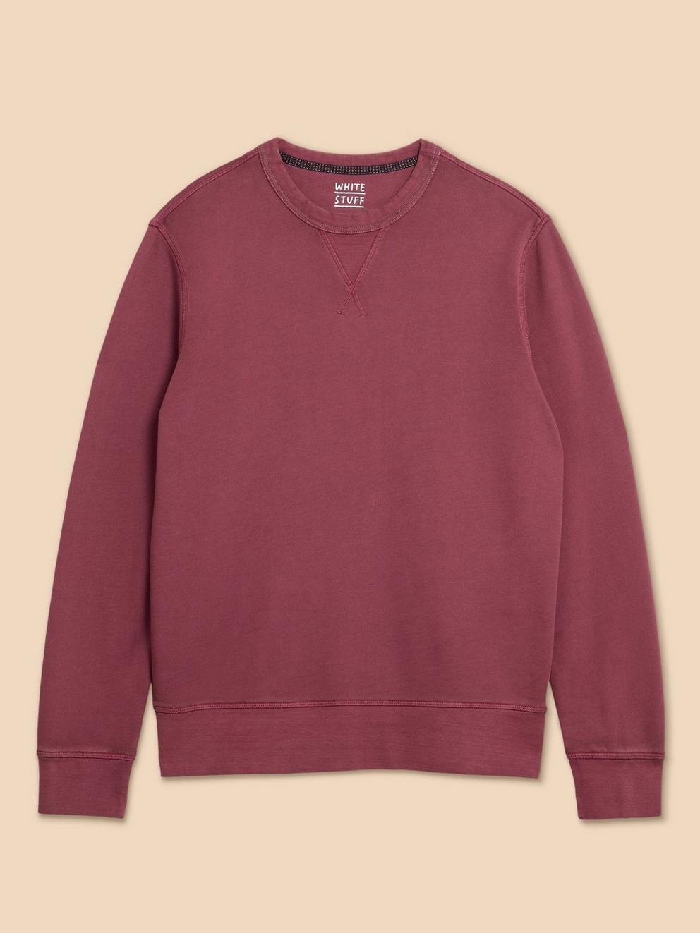 Crew Neck Sweat in MID PLUM - FLAT FRONT