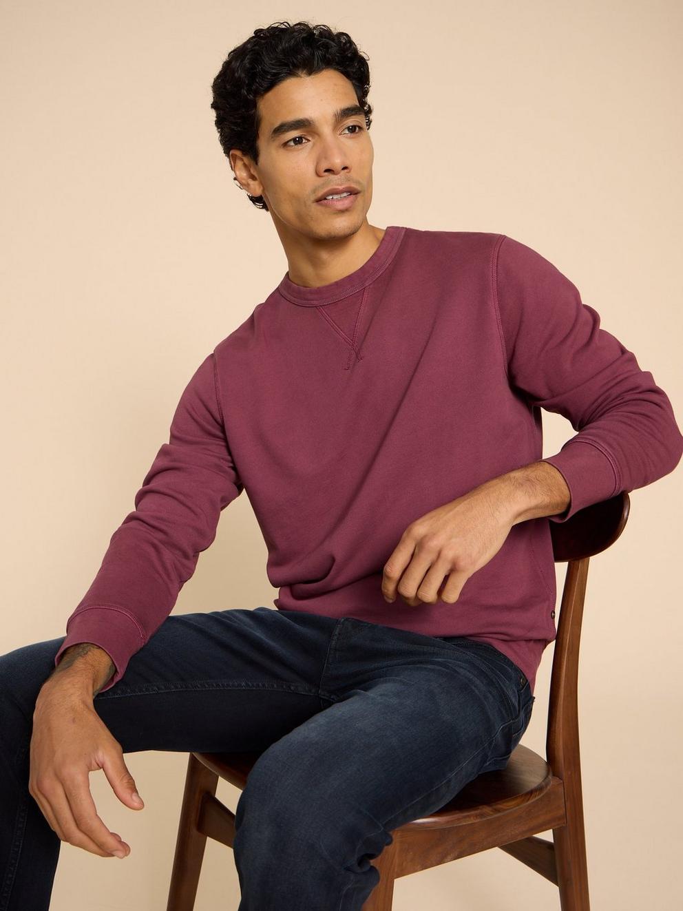 Crew Neck Sweat in MID PLUM - LIFESTYLE