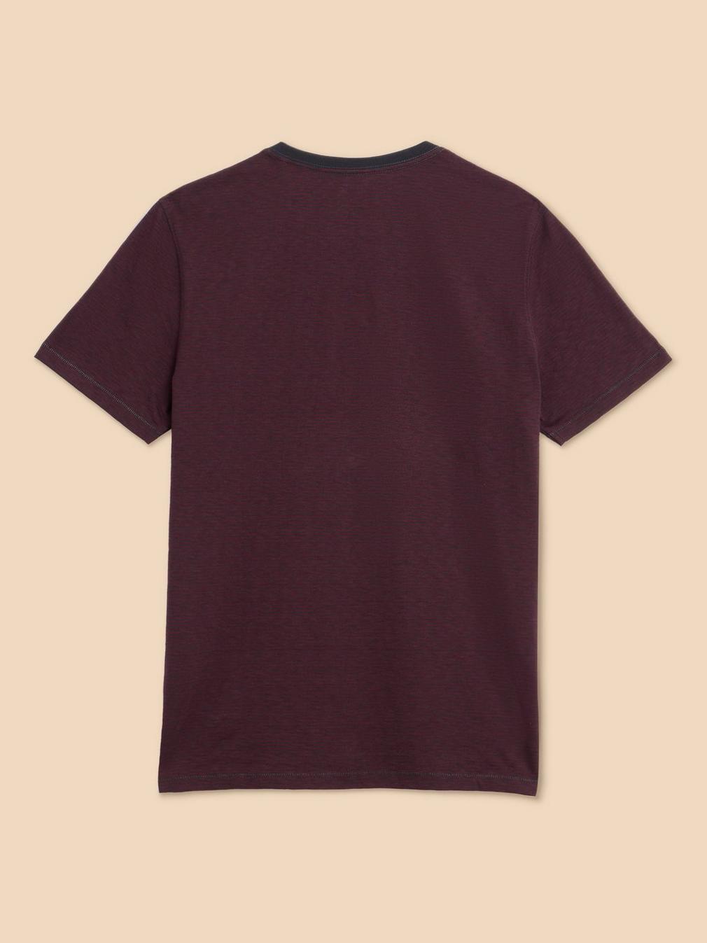 Abersoch SS Stripe Tee in PLUM MLT - FLAT BACK