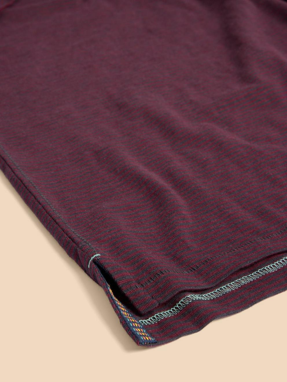 Abersoch SS Stripe Tee in PLUM MLT - FLAT DETAIL