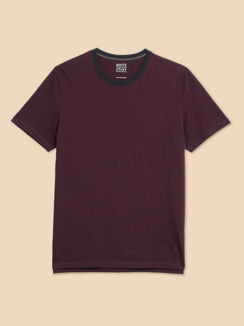 Abersoch SS Stripe Tee in PLUM MLT - FLAT FRONT