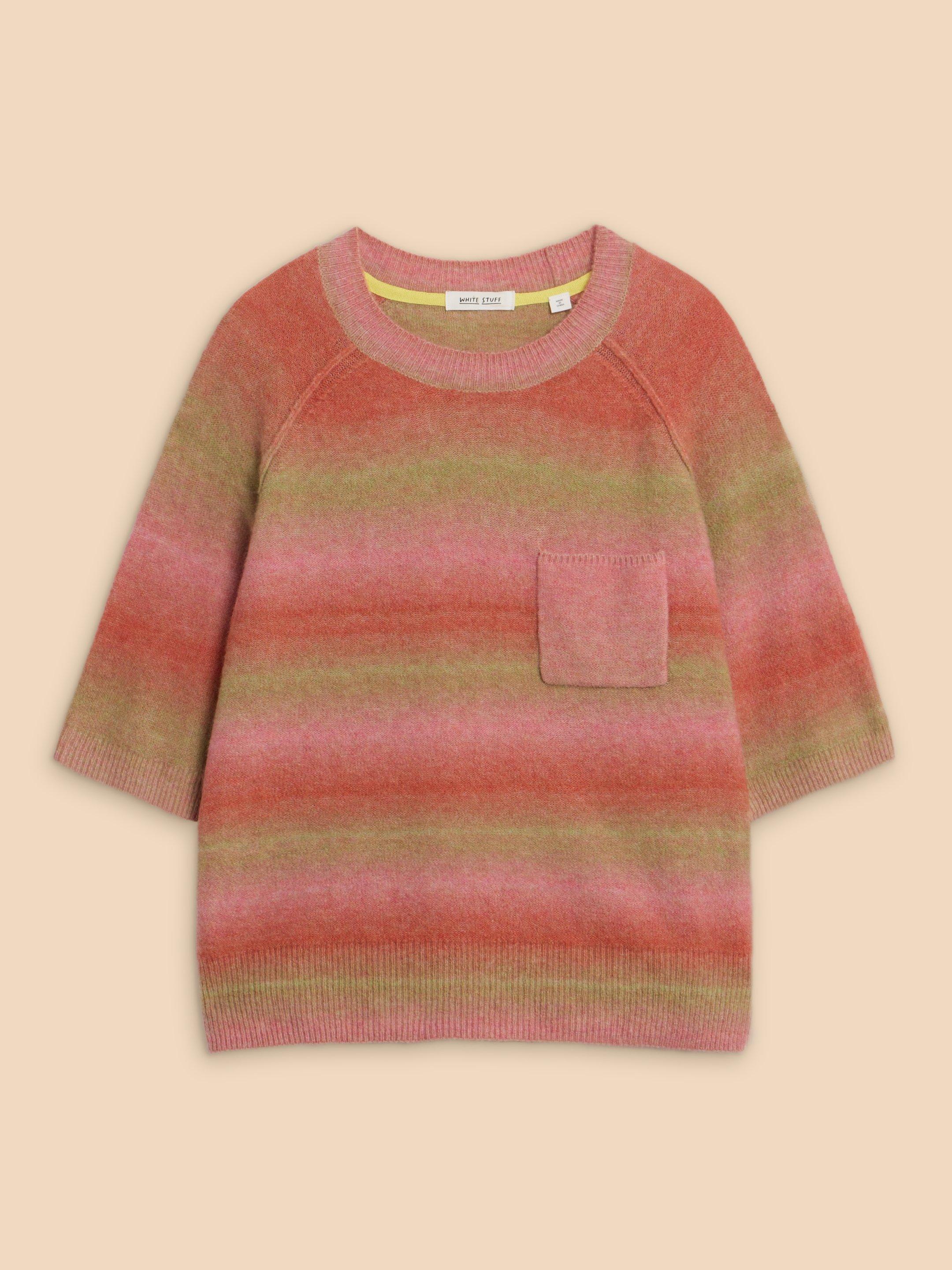 STELLA SPACEDYE KNITTED TEE in PINK MLT - FLAT FRONT