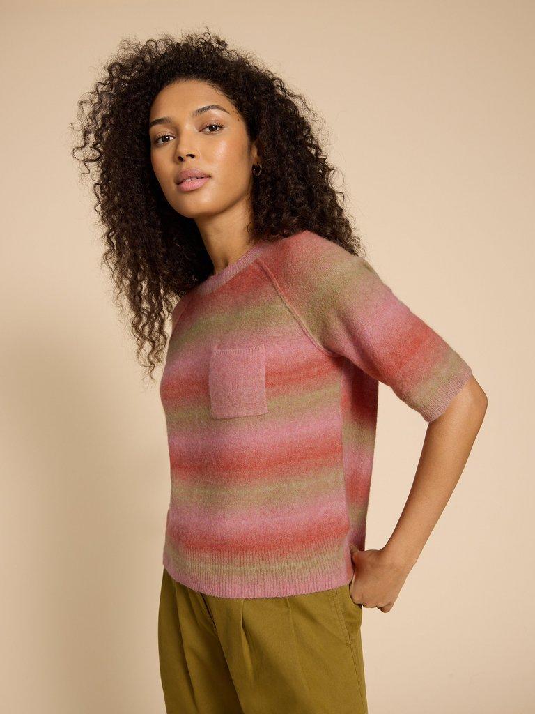 STELLA SPACEDYE KNITTED TEE in PINK MULTI