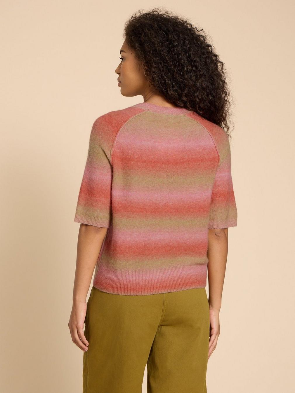 STELLA SPACEDYE KNITTED TEE in PINK MLT - MODEL BACK