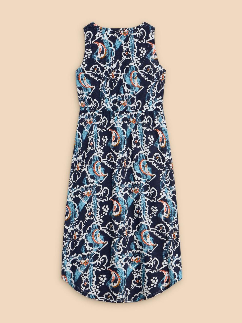 Heidi Dress in NAVY MULTI - FLAT BACK