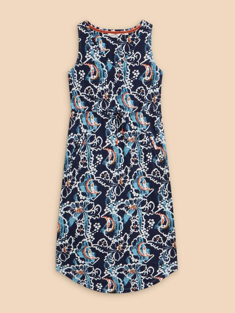 Heidi Dress in NAVY MULTI - FLAT FRONT