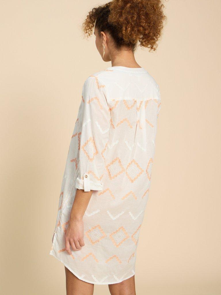 Eden Henley Cover Up in IVORY MLT - MODEL BACK