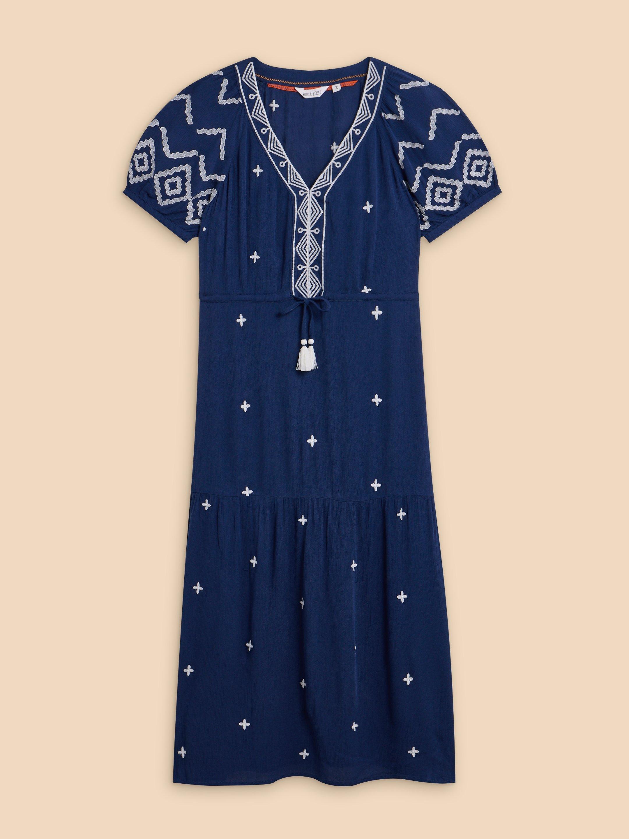 Mauve Embroidered Dress in DUS BLUE - FLAT FRONT