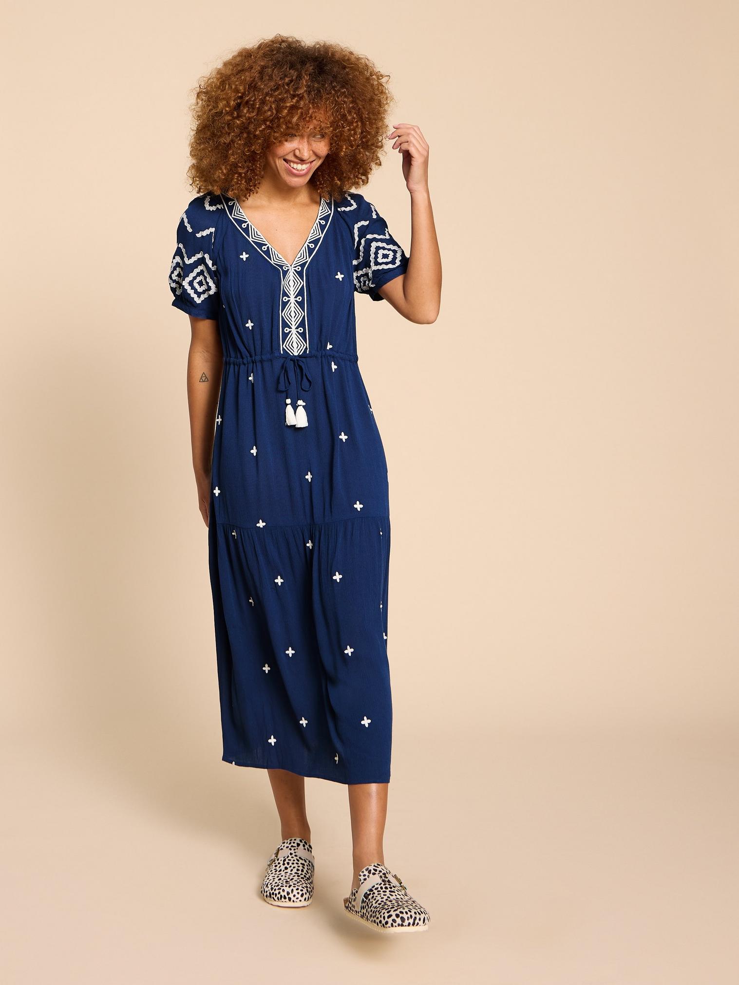 Mauve Embroidered Dress in DUS BLUE - LIFESTYLE