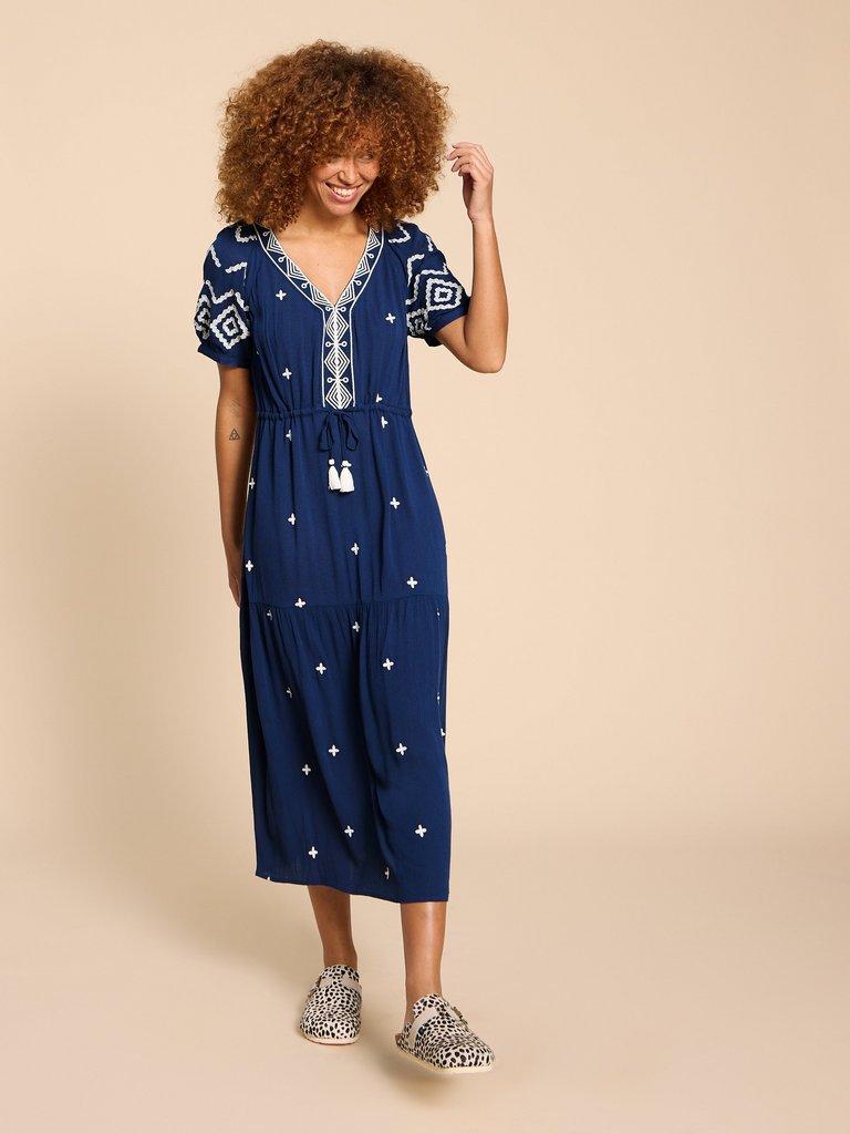 Blue and white embroidered cover-up