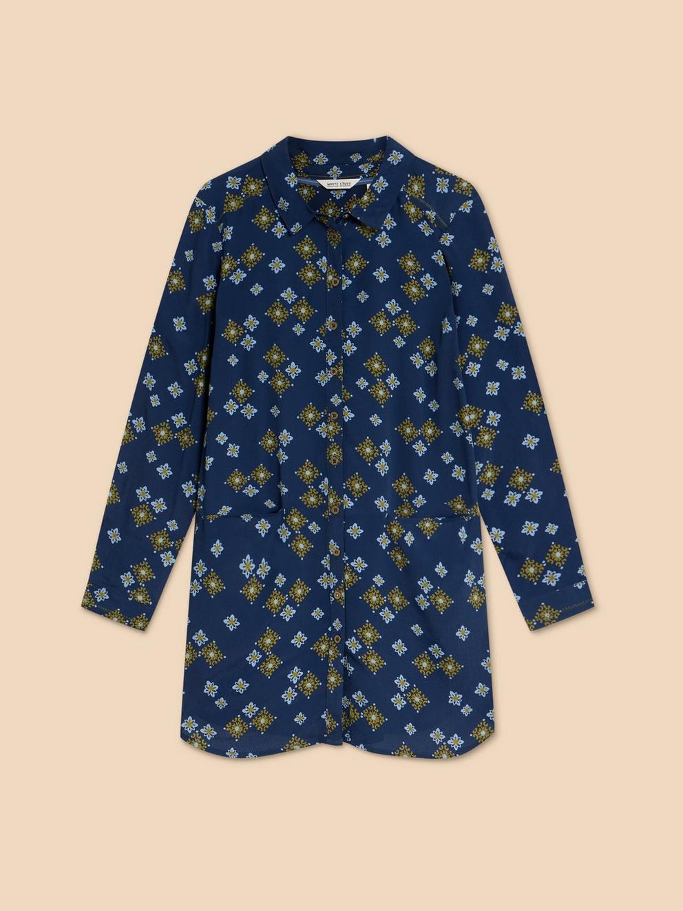 Danika Tunic in NAVY MULTI - FLAT FRONT