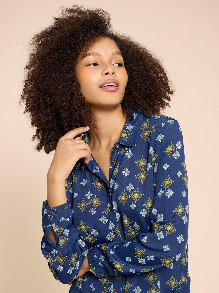 Danika Tunic in NAVY MULTI - MODEL DETAIL