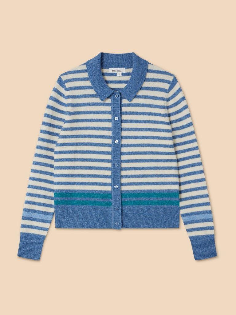 PEONY COLLARED CARDIGAN in BLUE MLT - FLAT FRONT