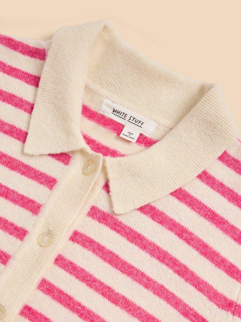 PEONY COLLARED CARDIGAN in PINK MLT - FLAT DETAIL