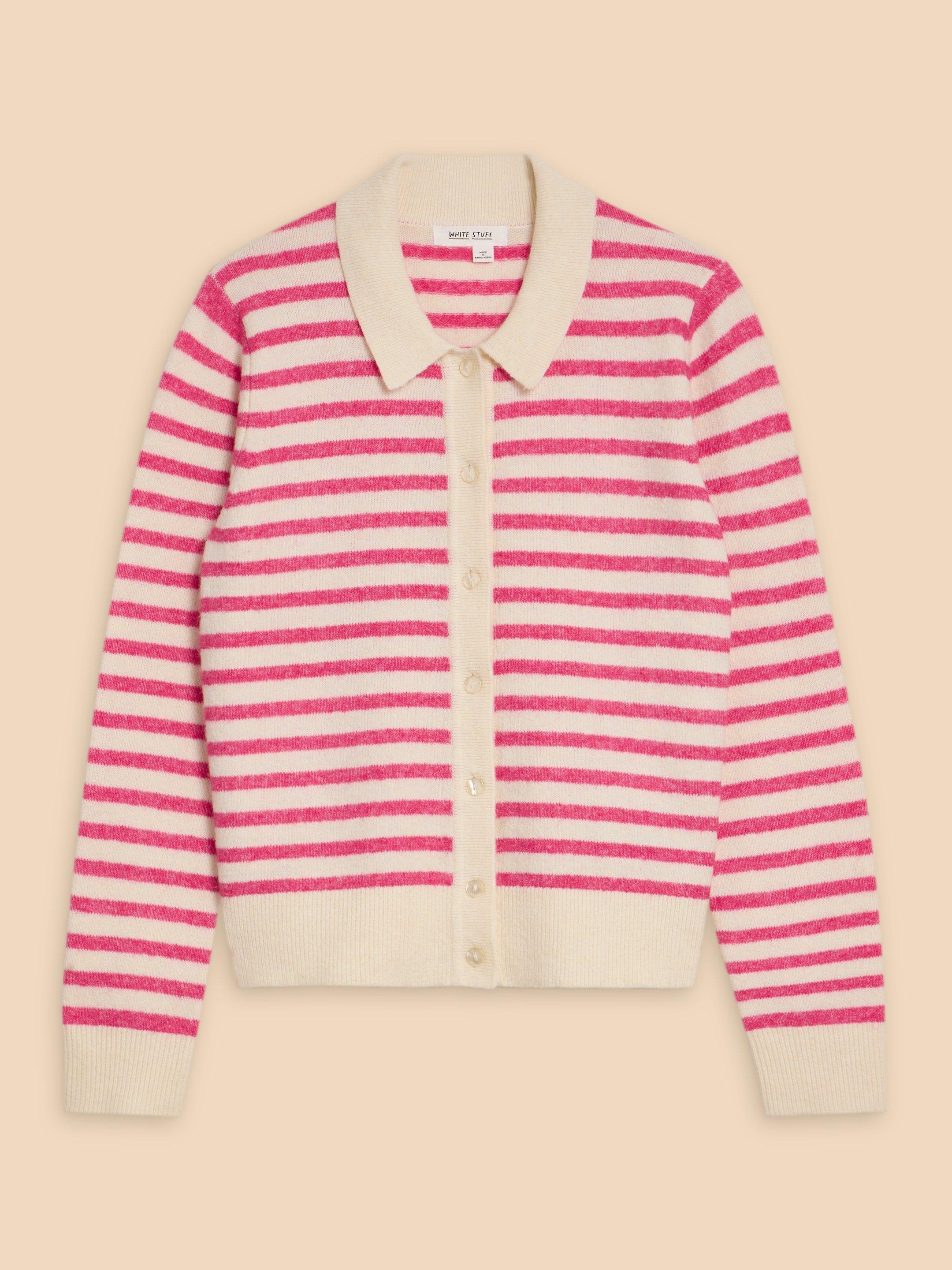 PEONY COLLARED CARDIGAN in PINK MLT - FLAT FRONT