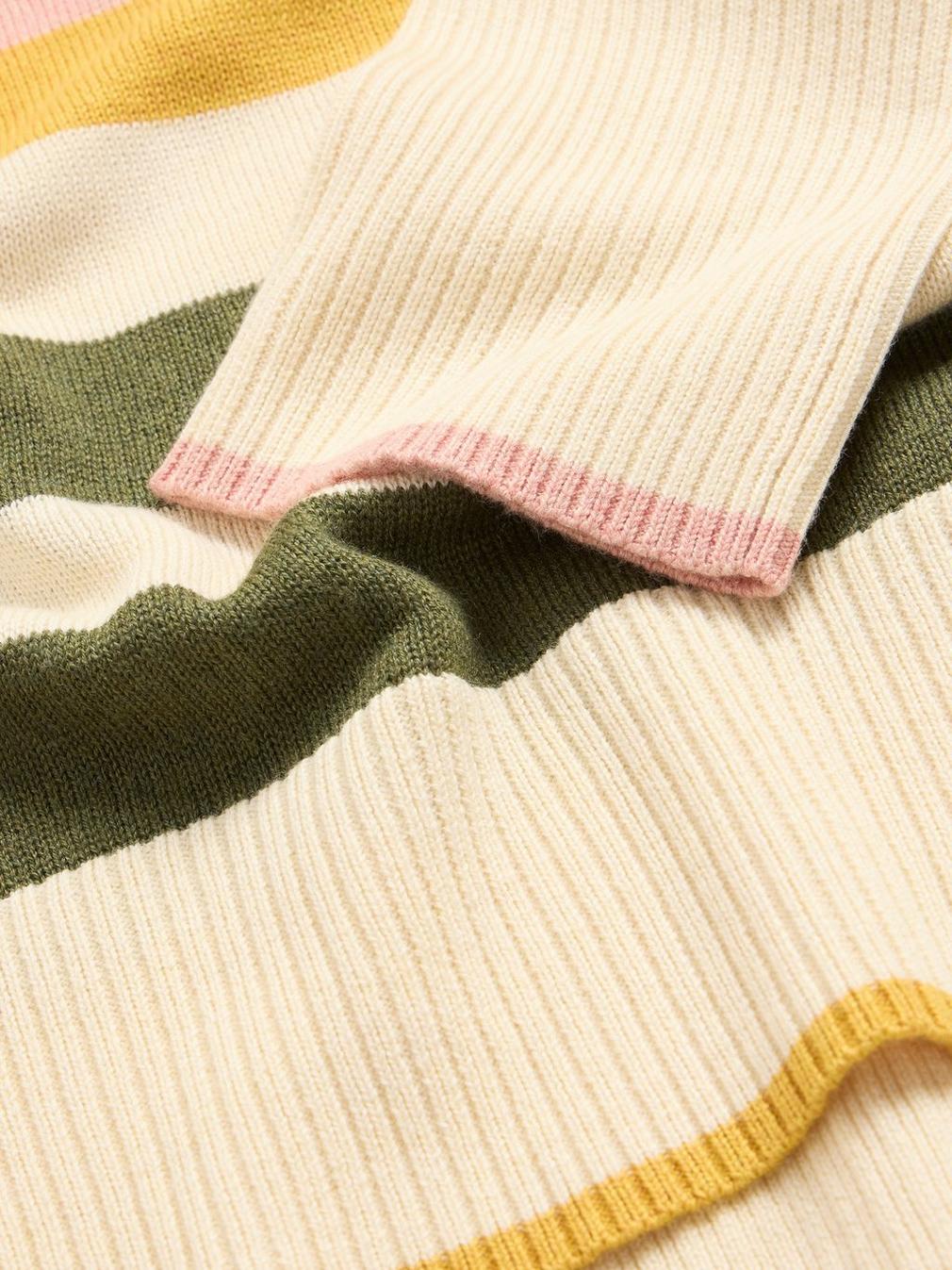 OLIVE STRIPE KNITTED JUMPER in NAT MLT - FLAT DETAIL