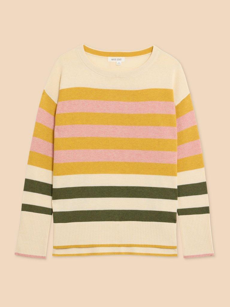 OLIVE STRIPE KNITTED JUMPER in NAT MLT - FLAT FRONT