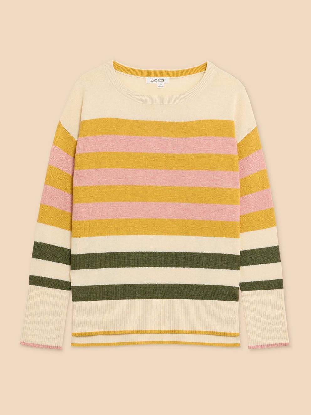 OLIVE STRIPE KNITTED JUMPER in NAT MLT - FLAT FRONT