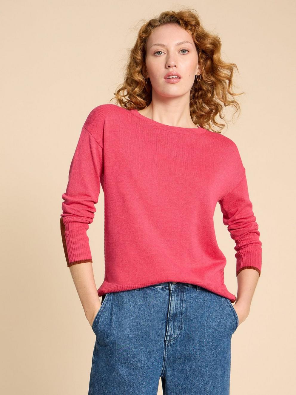 OLIVE CREW JUMPER in BRIGHT PINK White Stuff