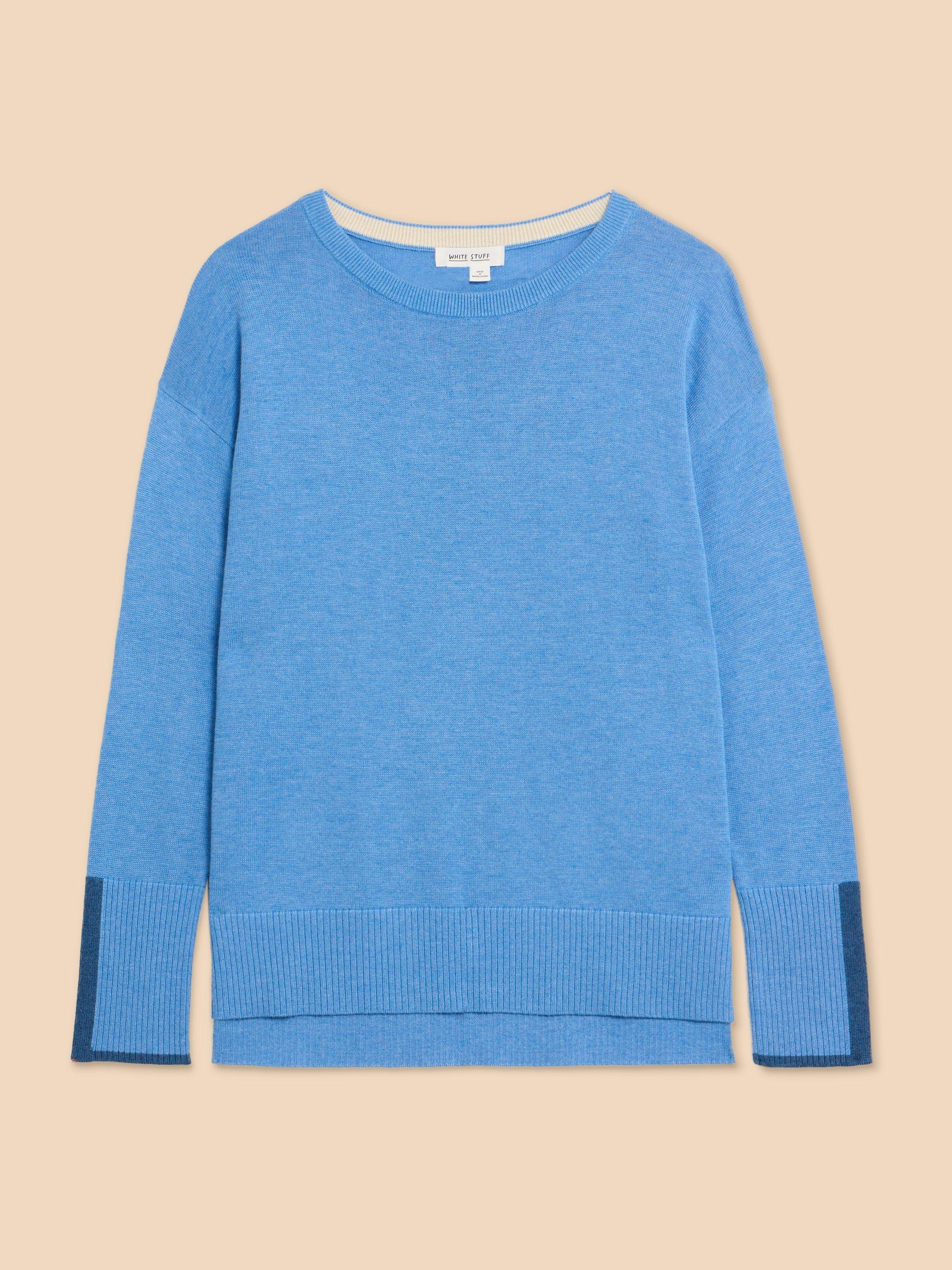 OLIVE CREW JUMPER in CHAMB BLUE - FLAT FRONT