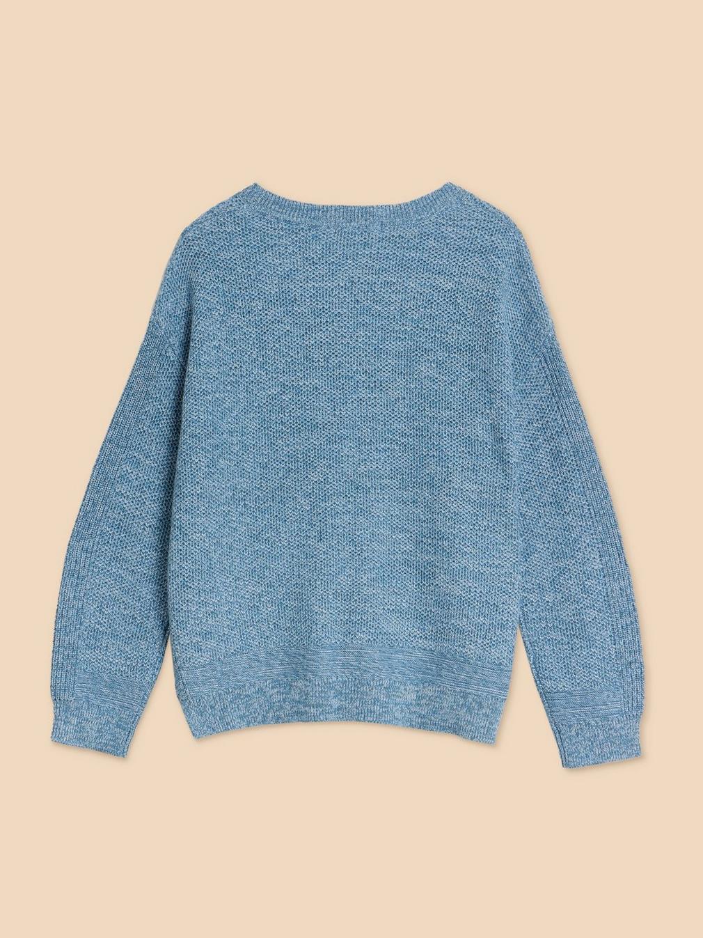 NORTHBANK CREW NECK JUMPER in MID BLUE - FLAT BACK