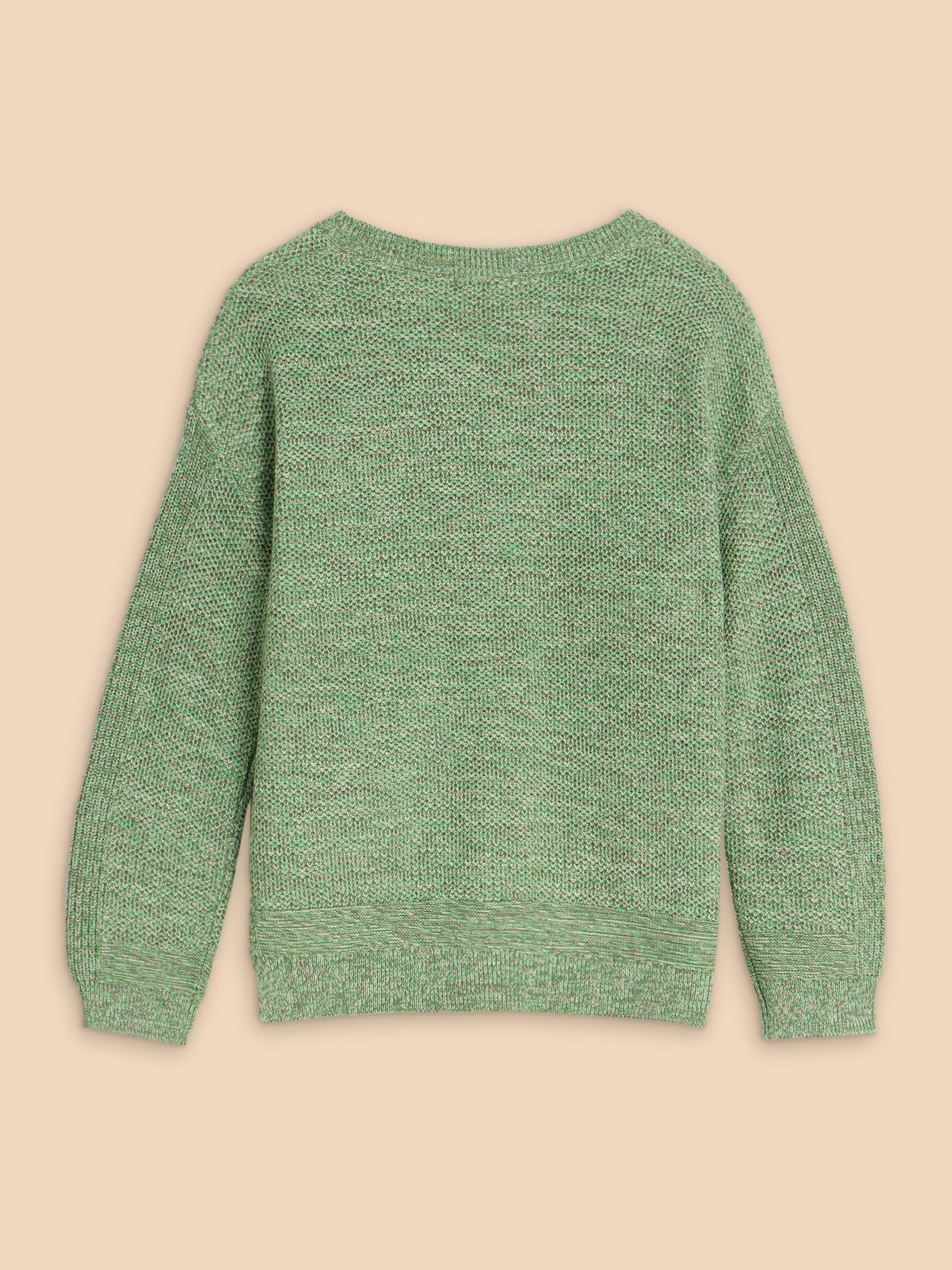 NORTHBANK CREW NECK JUMPER in MID GREEN - FLAT BACK