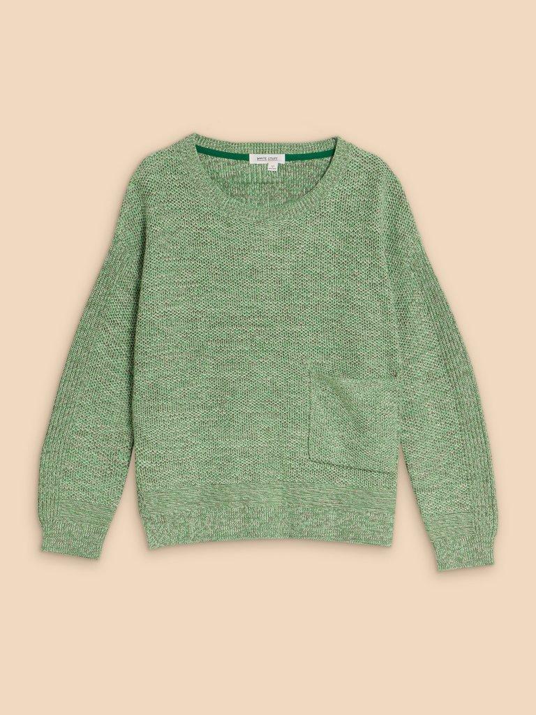 NORTHBANK CREW NECK JUMPER in MID GREEN - FLAT FRONT