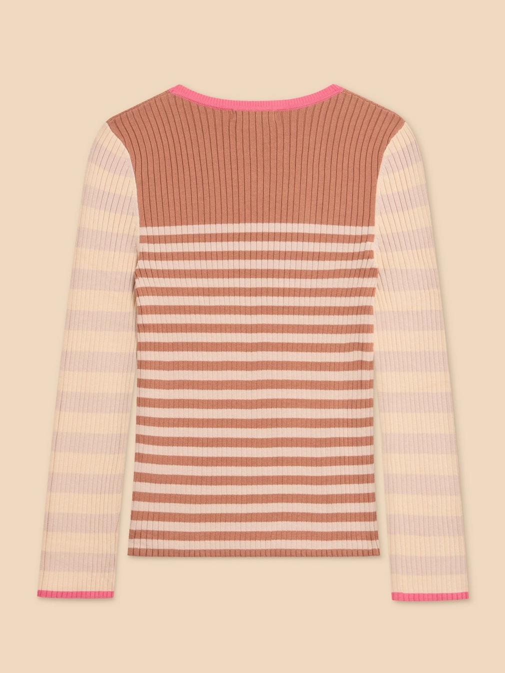 SKINNY RIB CREW NECK JUMPER in NAT MLT - FLAT BACK