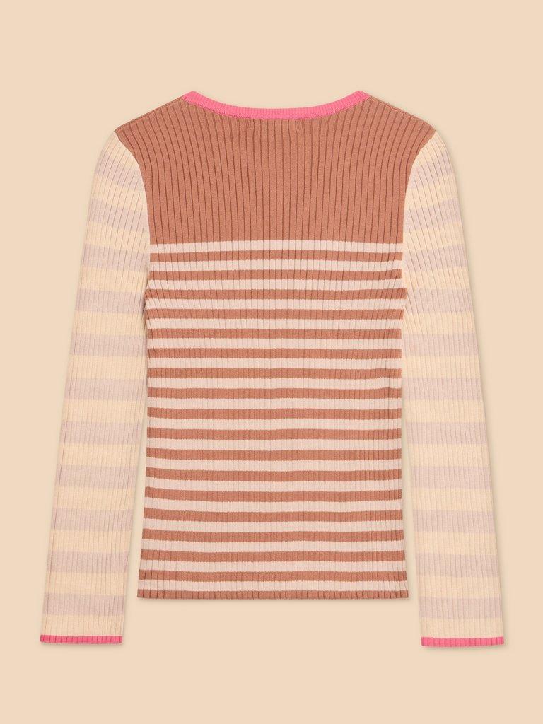 SKINNY RIB CREW NECK JUMPER in NAT MLT - FLAT BACK