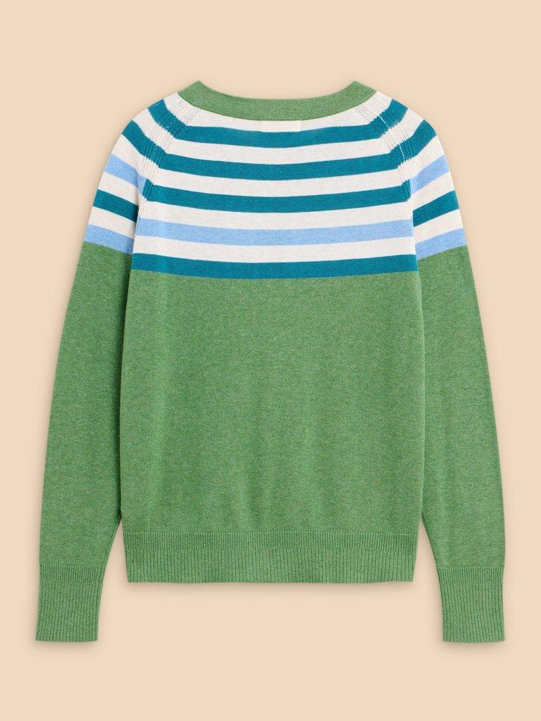 LULU KNIT CARDI in GREEN MLT - FLAT BACK