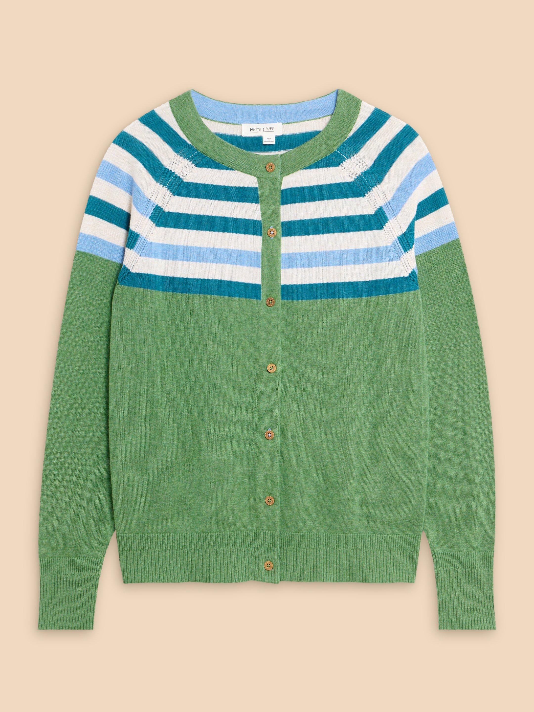 LULU KNIT CARDI in GREEN MLT - FLAT FRONT