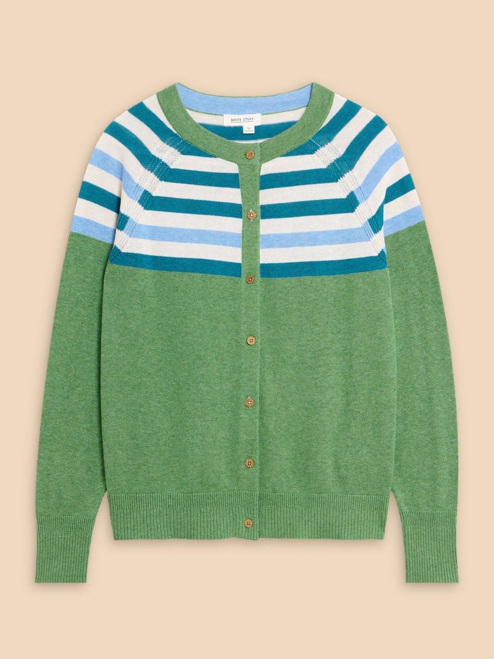 LULU KNIT CARDI in GREEN MLT - FLAT FRONT