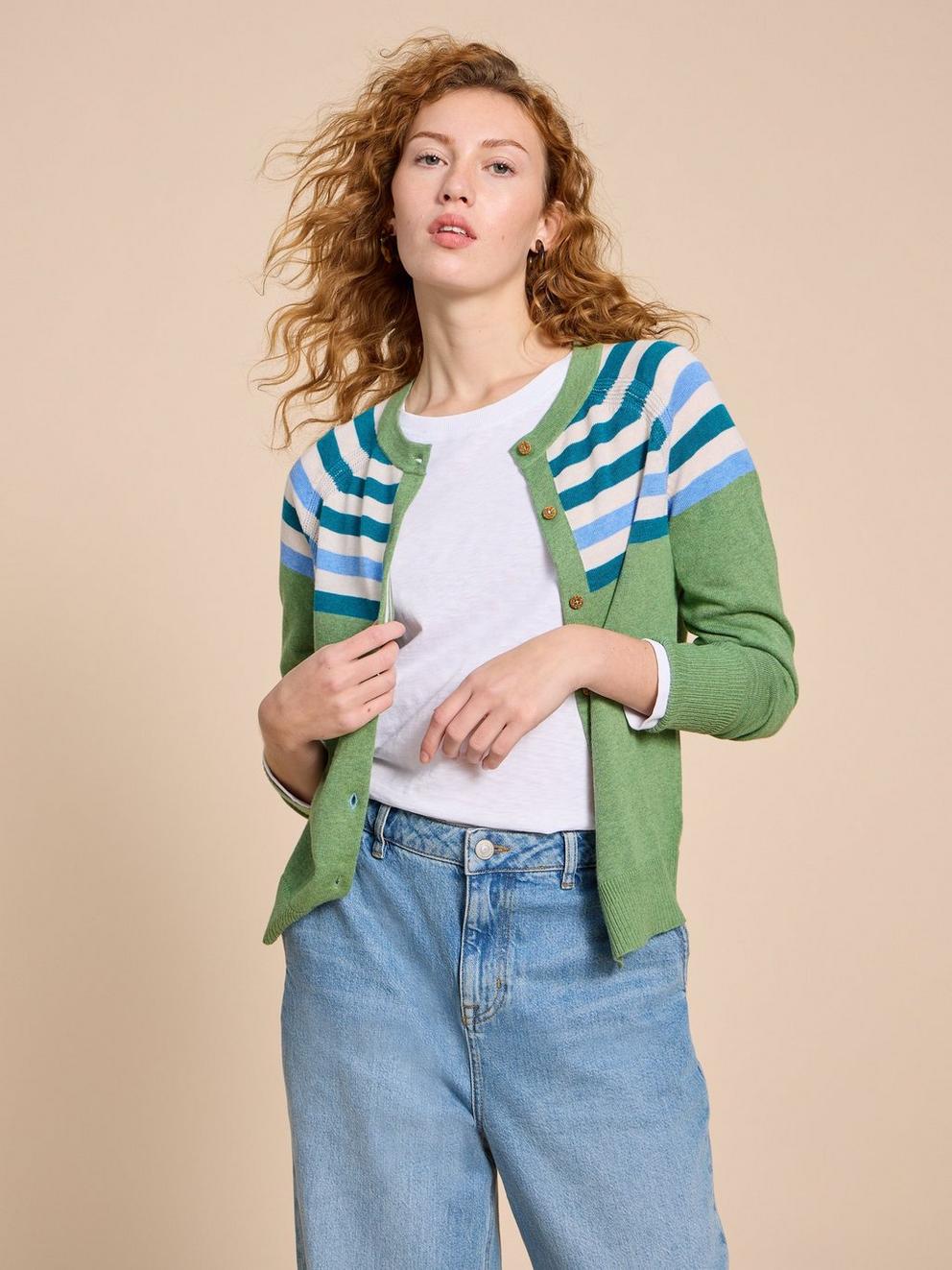 LULU KNIT CARDI in GREEN MLT - LIFESTYLE