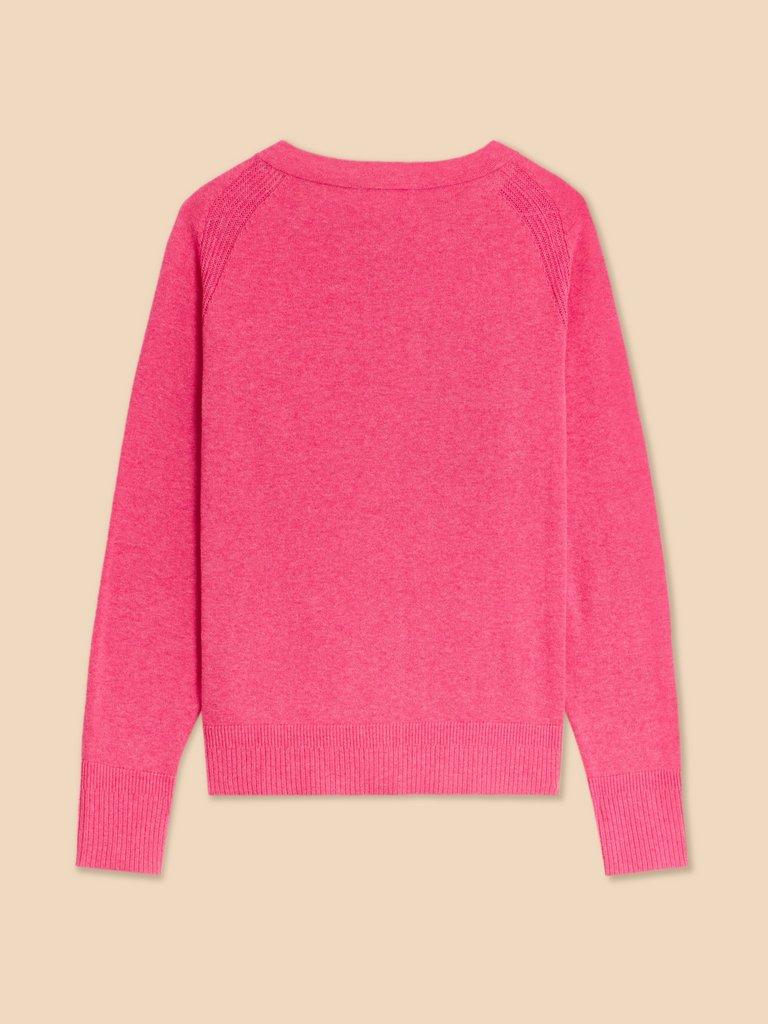 LULU KNIT CARDI in MID PINK - FLAT BACK