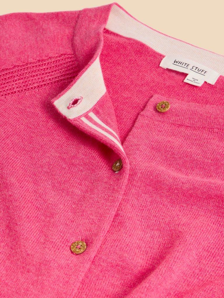 LULU KNIT CARDI in MID PINK - FLAT DETAIL