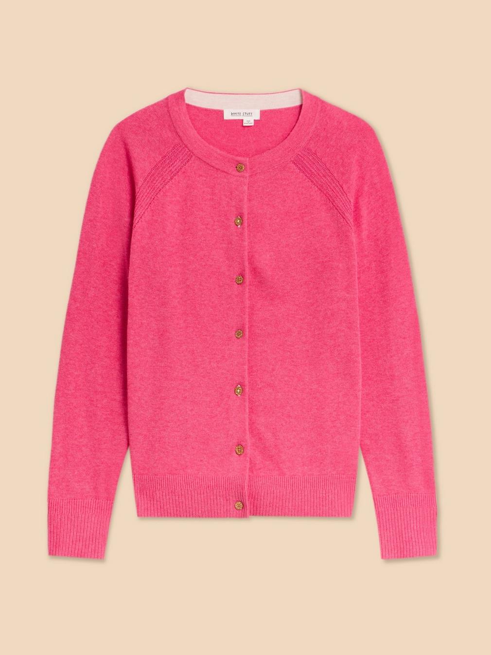 LULU KNIT CARDI in MID PINK - FLAT FRONT