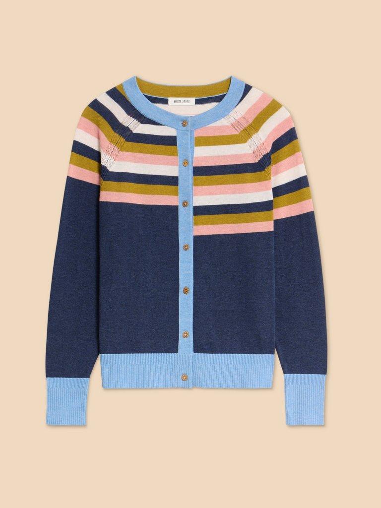 LULU KNIT CARDI in NAVY MULTI - FLAT FRONT