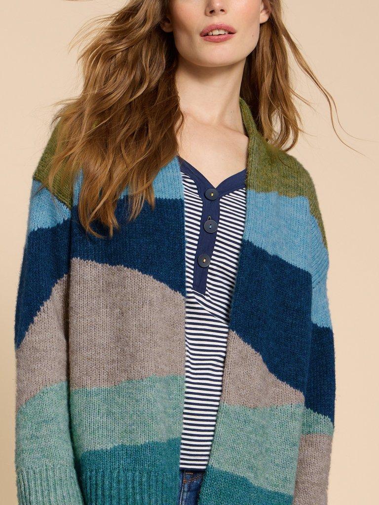 Scarf neck patchwork deals striped cardigans